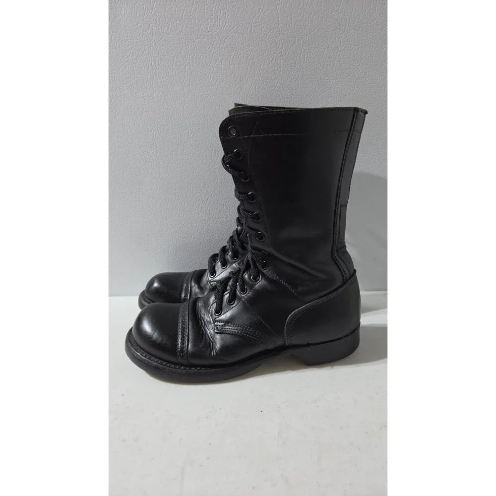 Vintage Corcoran Boots 1525 Black Leather Cap Toe Combat Jump Boot - Mens 8 C